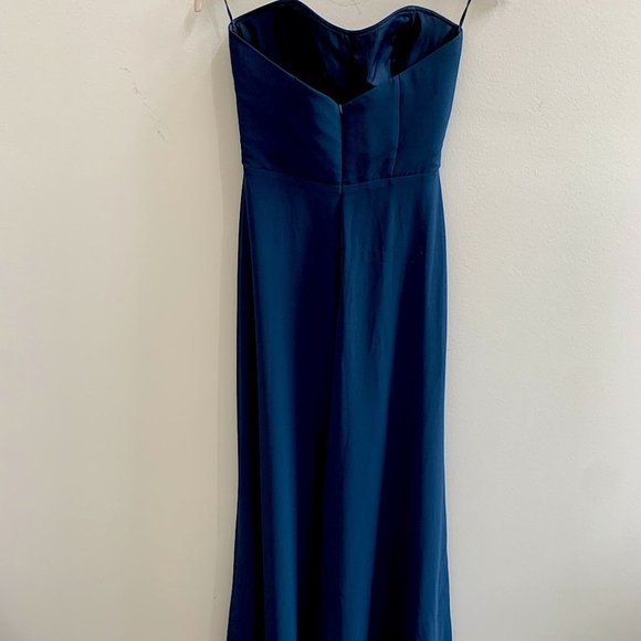 Amsale Lou Strapless Bridesmaid Dress in French Blue - Picture 2 of 8